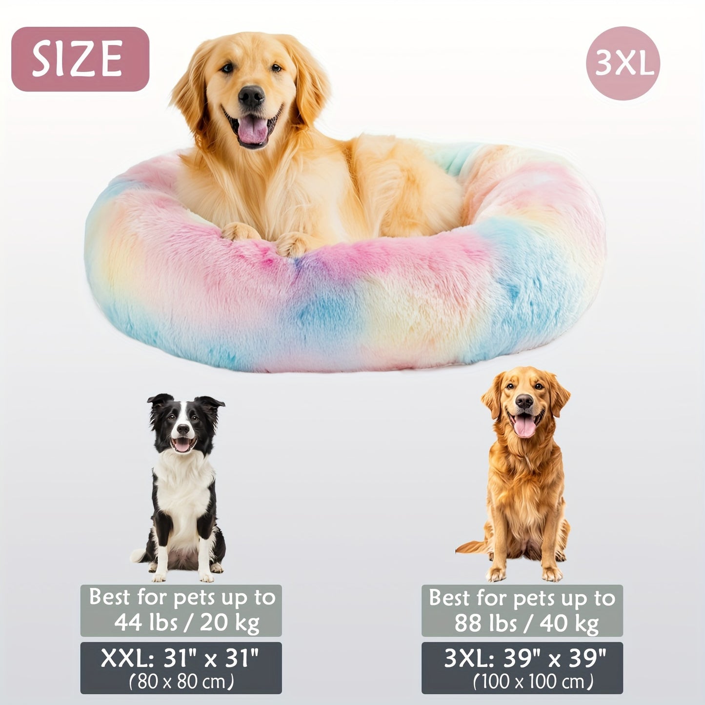 Calming Dog & Cat Bed, Donut Cuddler Warming Cozy Soft Round Bed, Fluffy Faux Fur Plush Cushion Bed For Small Medium And Large Dogs And Cats (16"/20"/24"/28"/31"/39")
