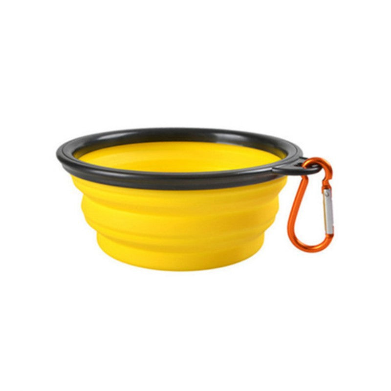 Portable Foldable Pet Bowl with Black Frame, 350ml TPR Dog Food Dish for Outdoors