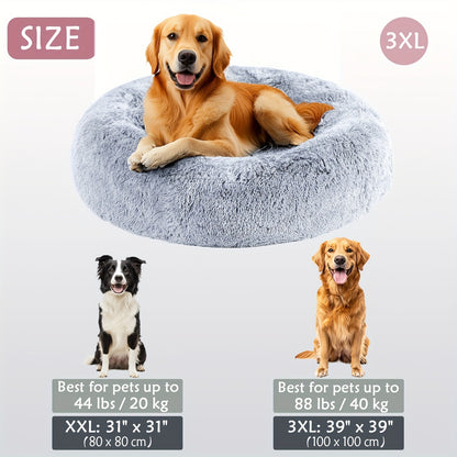 Calming Dog & Cat Bed, Donut Cuddler Warming Cozy Soft Round Bed, Fluffy Faux Fur Plush Cushion Bed For Small Medium And Large Dogs And Cats (16"/20"/24"/28"/31"/39")