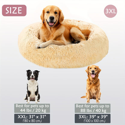 Calming Dog & Cat Bed, Donut Cuddler Warming Cozy Soft Round Bed, Fluffy Faux Fur Plush Cushion Bed For Small Medium And Large Dogs And Cats (16"/20"/24"/28"/31"/39")