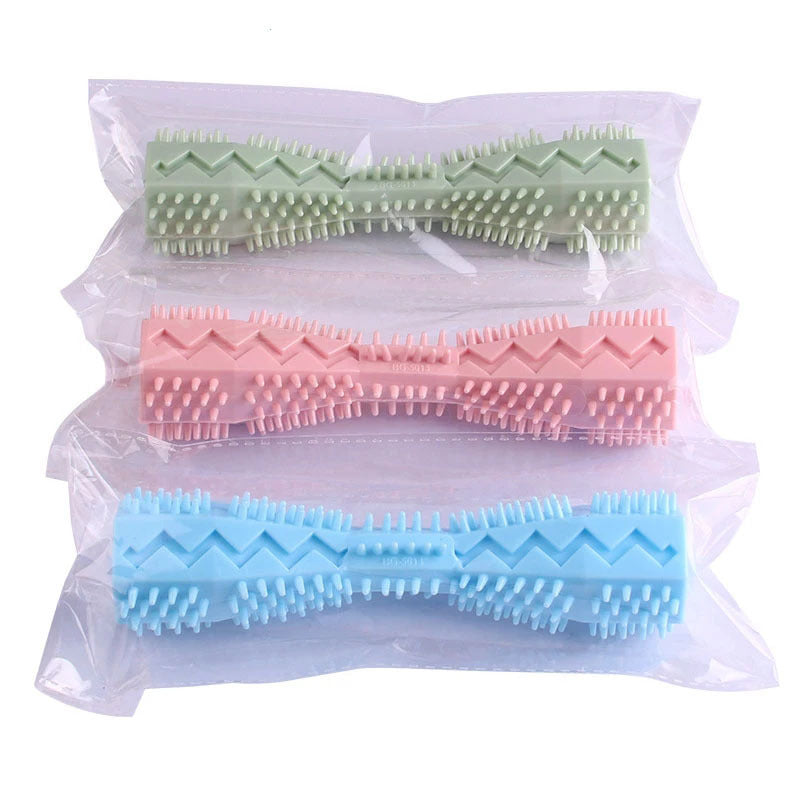 Durable Dog Chew Stick, Toothbrush For Tooth Cleaning And Massage - Soft Rubber Pet Toy