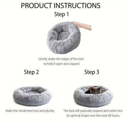 Calming Dog & Cat Bed, Donut Cuddler Warming Cozy Soft Round Bed, Fluffy Faux Fur Plush Cushion Bed For Small Medium And Large Dogs And Cats (16"/20"/24"/28"/31"/39")