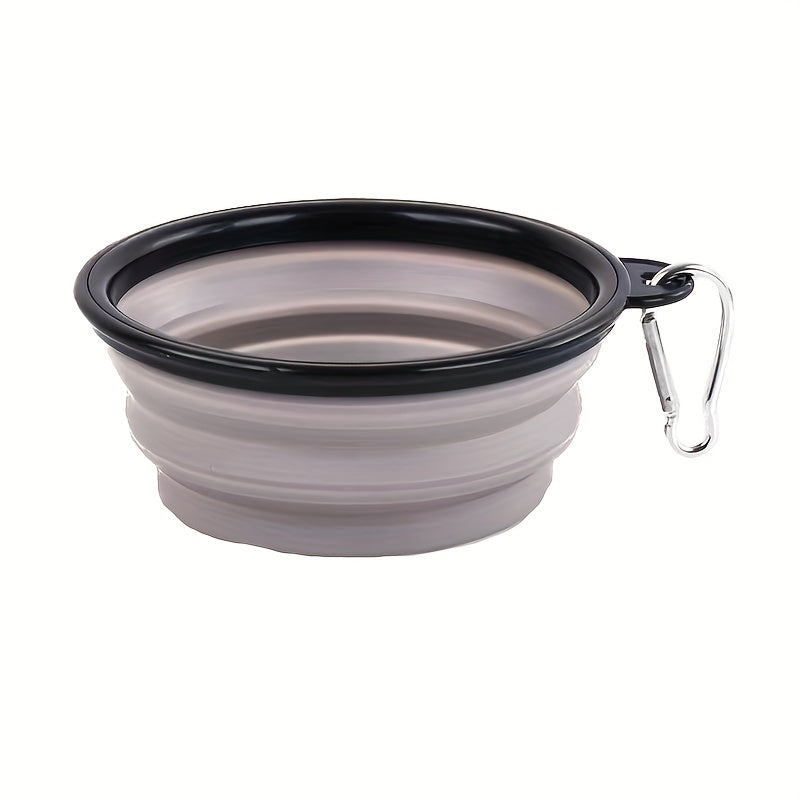 Portable Foldable Pet Bowl with Black Frame, 350ml TPR Dog Food Dish for Outdoors