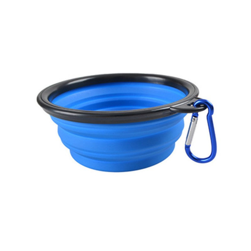 Portable Foldable Pet Bowl with Black Frame, 350ml TPR Dog Food Dish for Outdoors