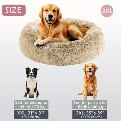 Calming Dog & Cat Bed, Donut Cuddler Warming Cozy Soft Round Bed, Fluffy Faux Fur Plush Cushion Bed For Small Medium And Large Dogs And Cats (16"/20"/24"/28"/31"/39")