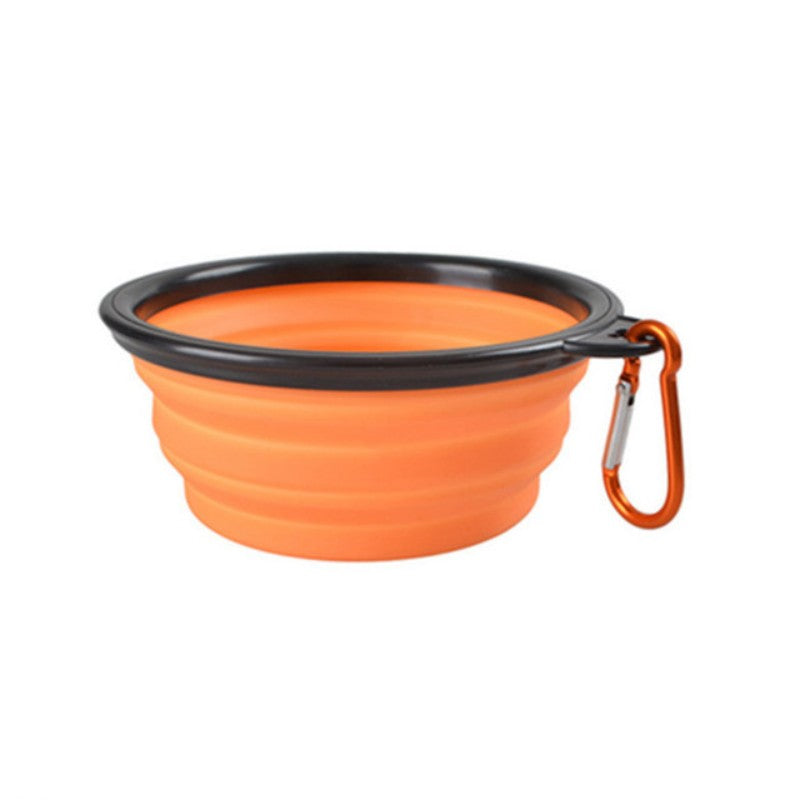 Portable Foldable Pet Bowl with Black Frame, 350ml TPR Dog Food Dish for Outdoors