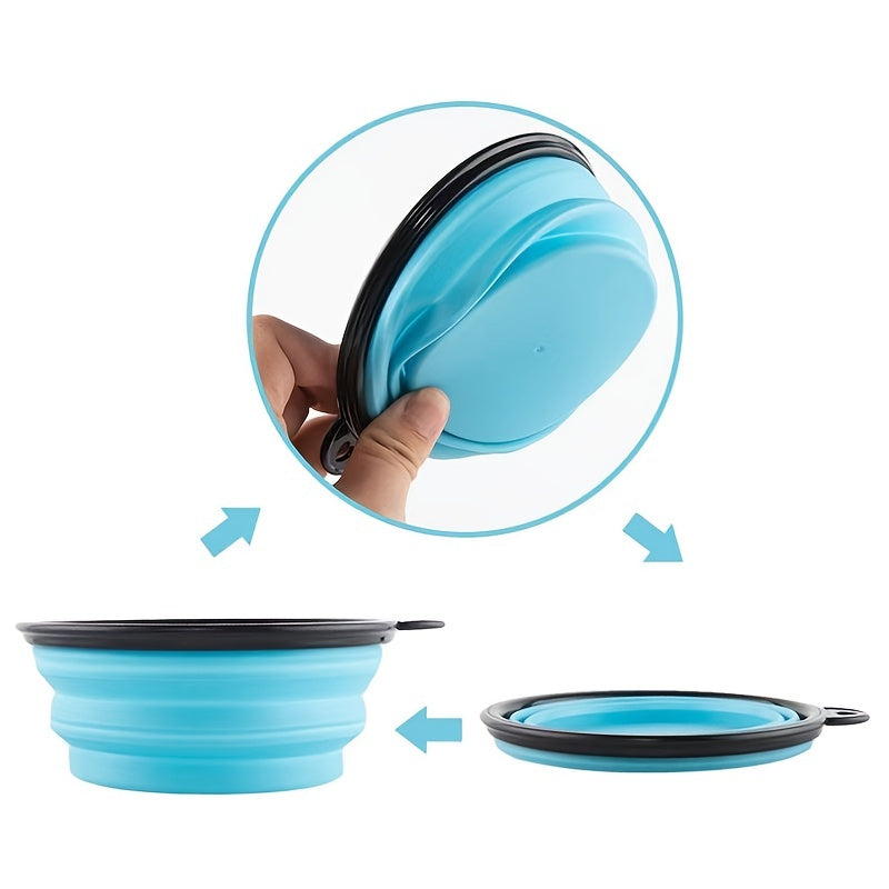Portable Foldable Pet Bowl with Black Frame, 350ml TPR Dog Food Dish for Outdoors