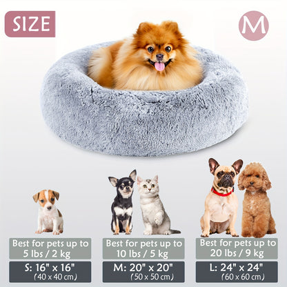Calming Dog & Cat Bed, Donut Cuddler Warming Cozy Soft Round Bed, Fluffy Faux Fur Plush Cushion Bed For Small Medium And Large Dogs And Cats (16"/20"/24"/28"/31"/39")