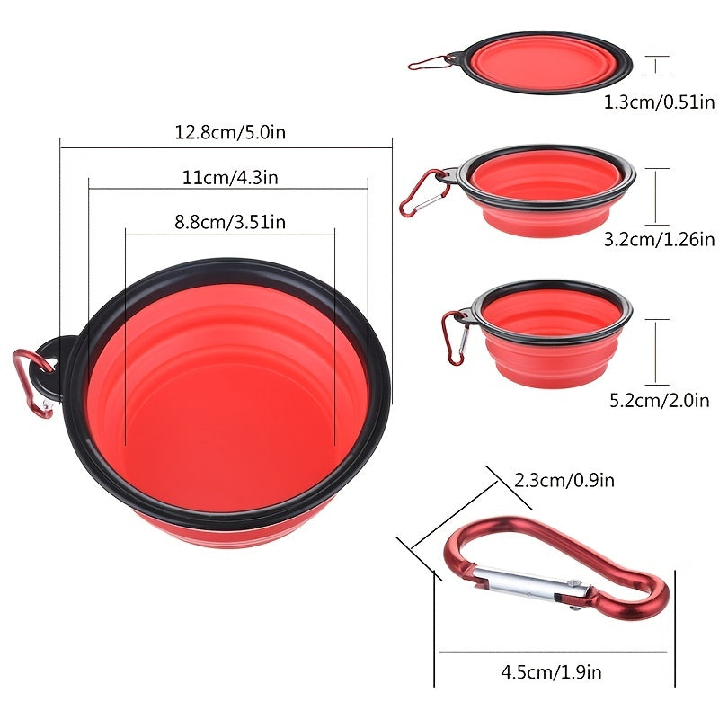 Portable Foldable Pet Bowl with Black Frame, 350ml TPR Dog Food Dish for Outdoors