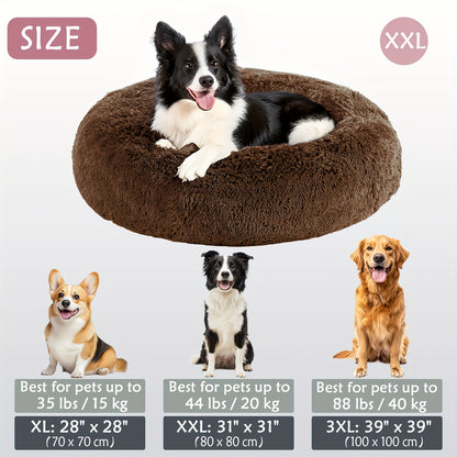 Calming Dog & Cat Bed, Donut Cuddler Warming Cozy Soft Round Bed, Fluffy Faux Fur Plush Cushion Bed For Small Medium And Large Dogs And Cats (16"/20"/24"/28"/31"/39")