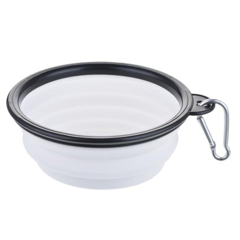 Portable Foldable Pet Bowl with Black Frame, 350ml TPR Dog Food Dish for Outdoors